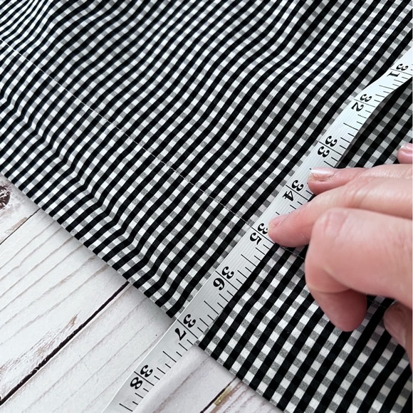 EUC Talbots Preppy Gingham Pleat Collar Shift Dress Black White size 14 Petite - Picture 14 of 14